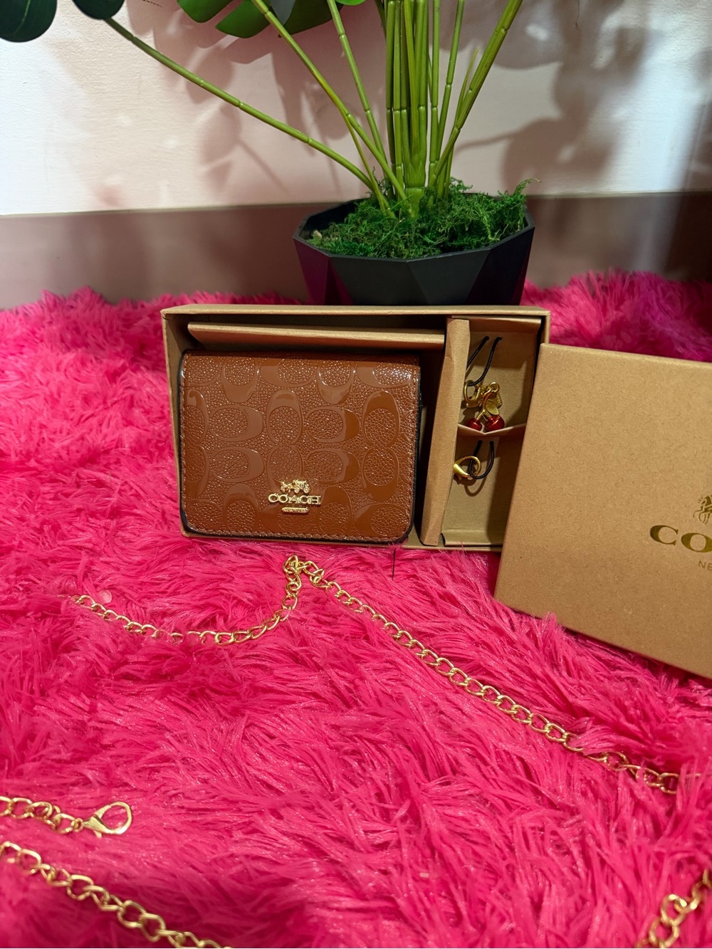 Coach Small Signature Embossed Wallet in Brown with Gold Hardware